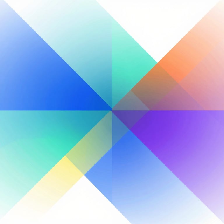 An abstract visualization of data flow using sophisticated geometric patterns in brand colors.