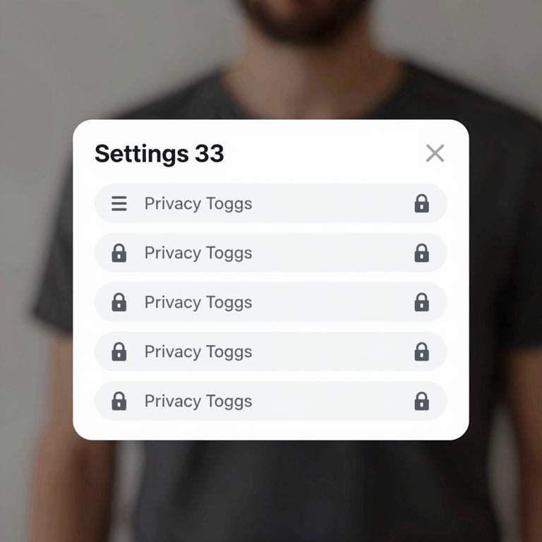 A screenshot of the 'Settings' menu showing privacy toggles and security certificate icons.