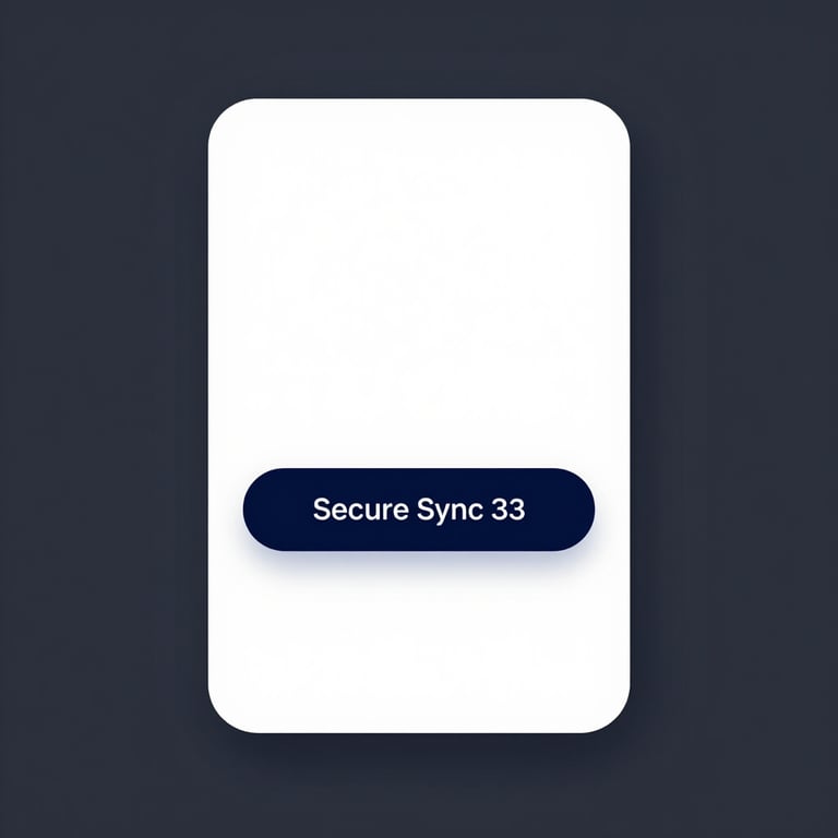 A minimalist mobile interface with a 'Secure Sync' button highlighted in dark blue.