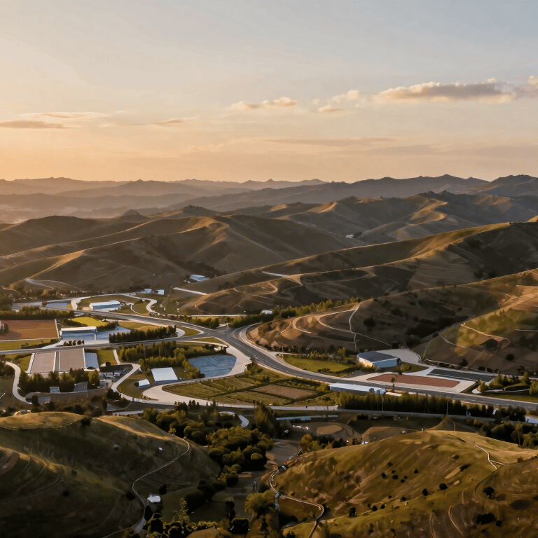 A close-up of blueprints on a dark charcoal table with professional surveying tools. Minimalist and sharp. Colors: #1A1A1A, #A89F95.