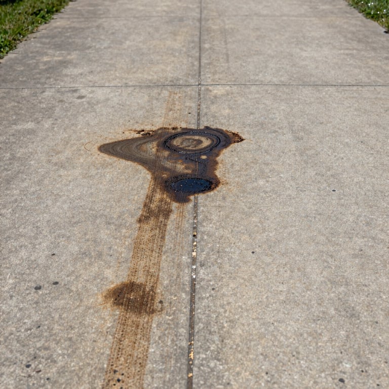 Laser cleaning a driveway oil stain