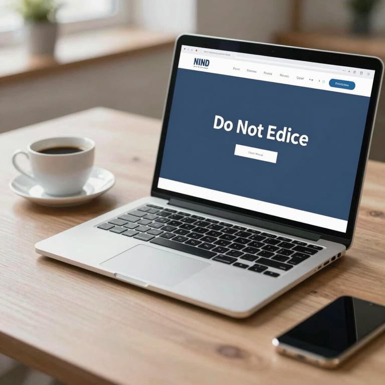 An organized, modern workspace with a laptop and a cup of coffee, signifying a focused and productive professional environment.