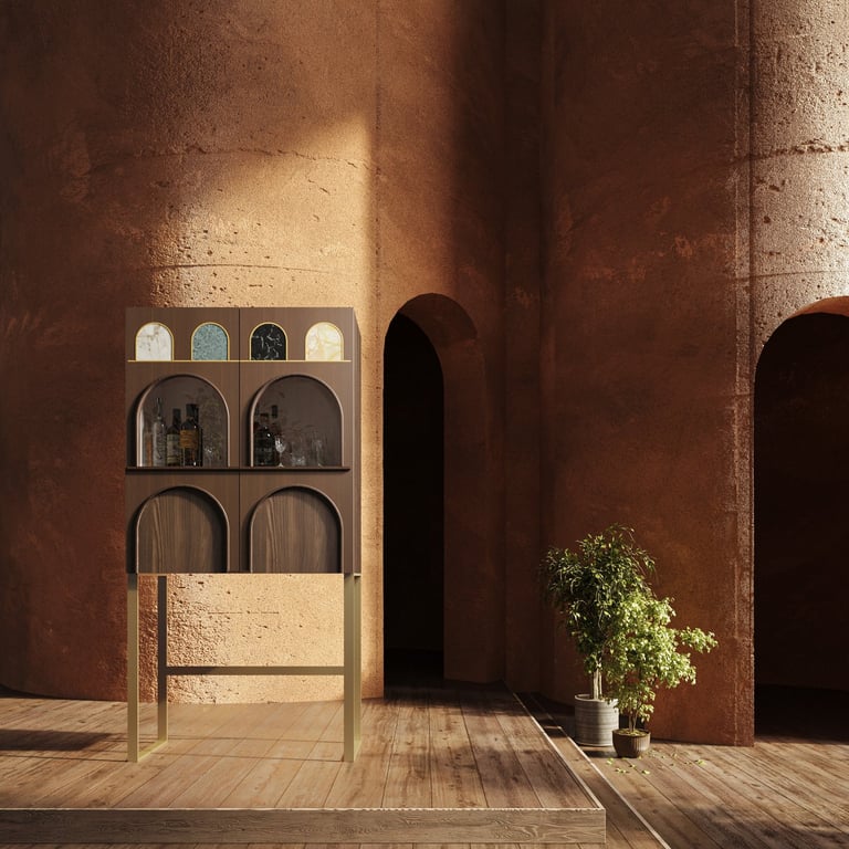 Giulia Sbrogiò | designer - borsato interior - mobile bar - augusto - mobile in marmo - mobile in legno - mobile casa 