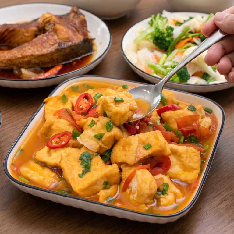 đậu sốt cà chua của tiệm cơm văn phòng, cơm gia đình