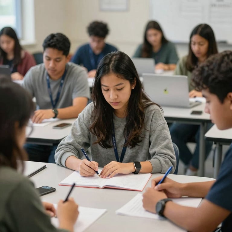 A diverse group of learners in a North American / US community college setting engaged in a collaborative workshop, with a compassionate and professional atmosphere.