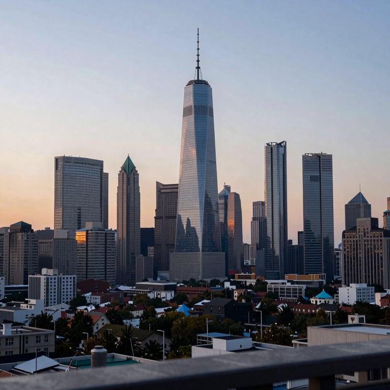 An aspirational city skyline view at dawn, representing a new beginning and a bright financial future.