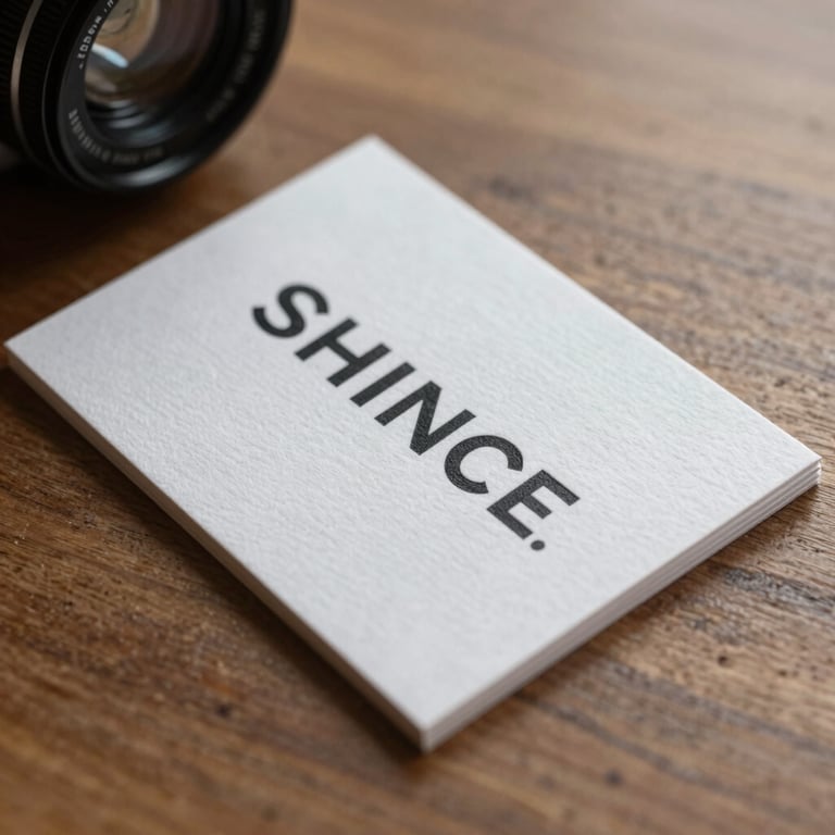 Close-up of a high-quality business card with textured finish and precise typography on a wooden desk.