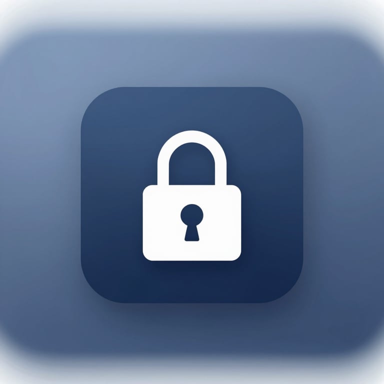 Close-up of a secure, encrypted network connection icon on a high-resolution display, using shades of #0E1B2C and #2D5D7A.