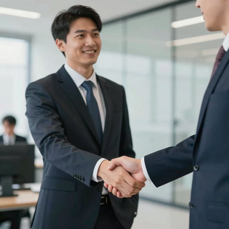Professional handshake between an IT manager and a local business owner, symbolizing trust and long-term partnership.