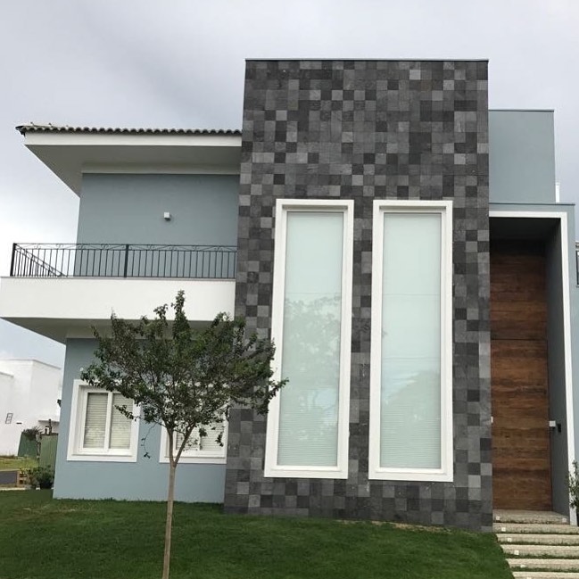 Black lava stone wall