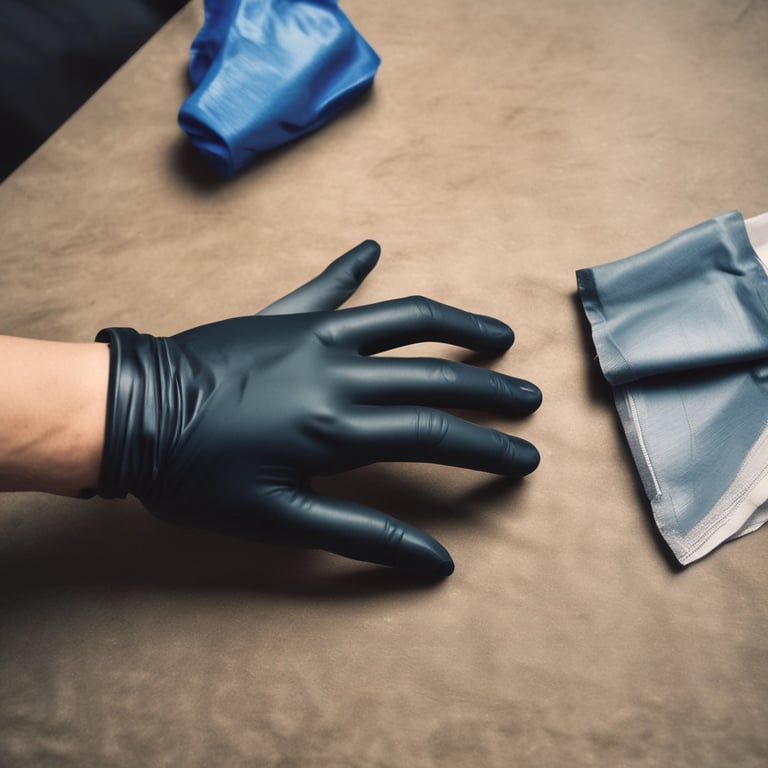 User wearing gloves working for sanitation