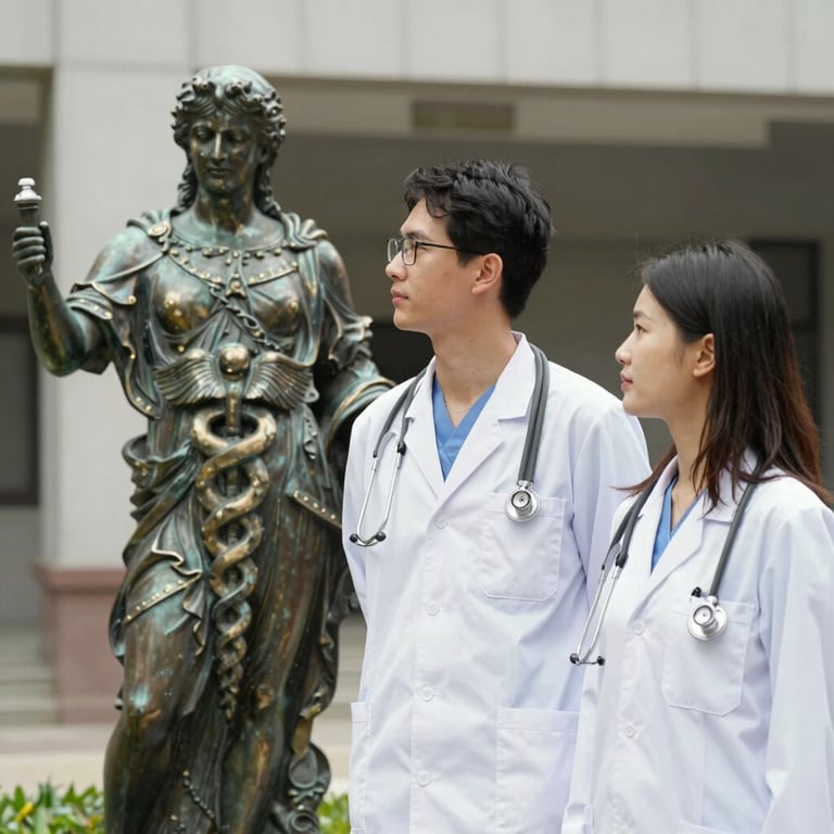 A student solving math problems on a blackboard with red chalk.