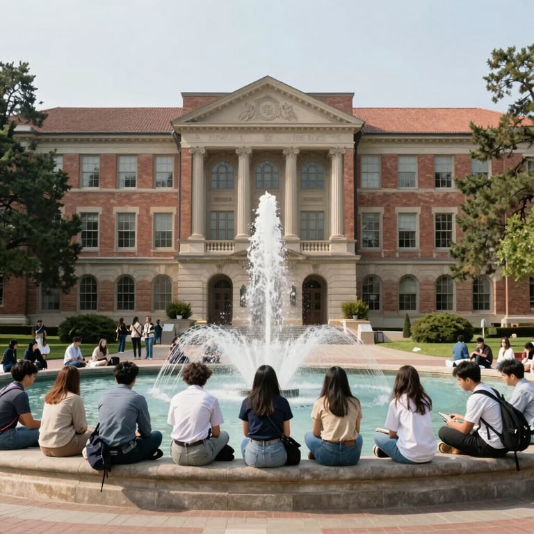 A student solving math problems on a blackboard with red chalk.