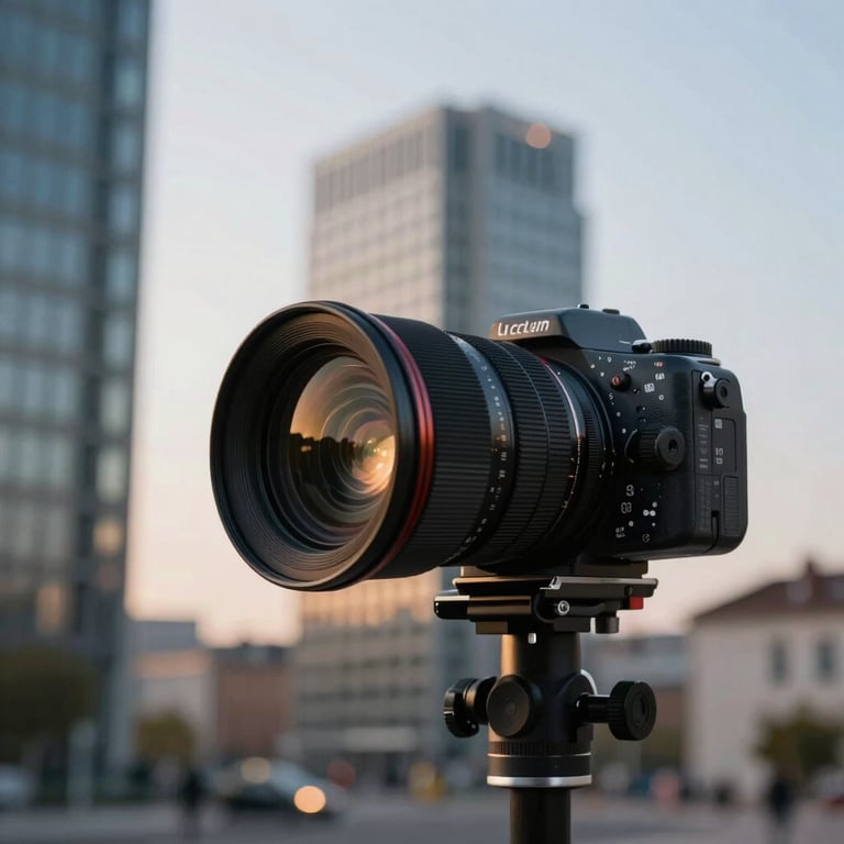 A blurred background of a modern tech hub in Lyon with warm, professional lighting.