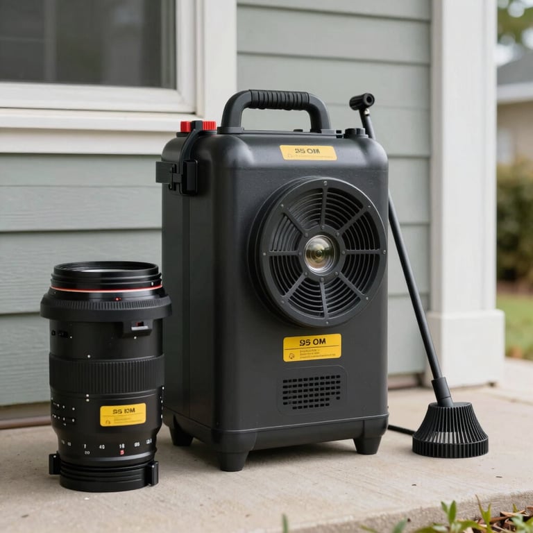 A detailed shot of humane pest control equipment placed neatly along the perimeter of a North American / US home.