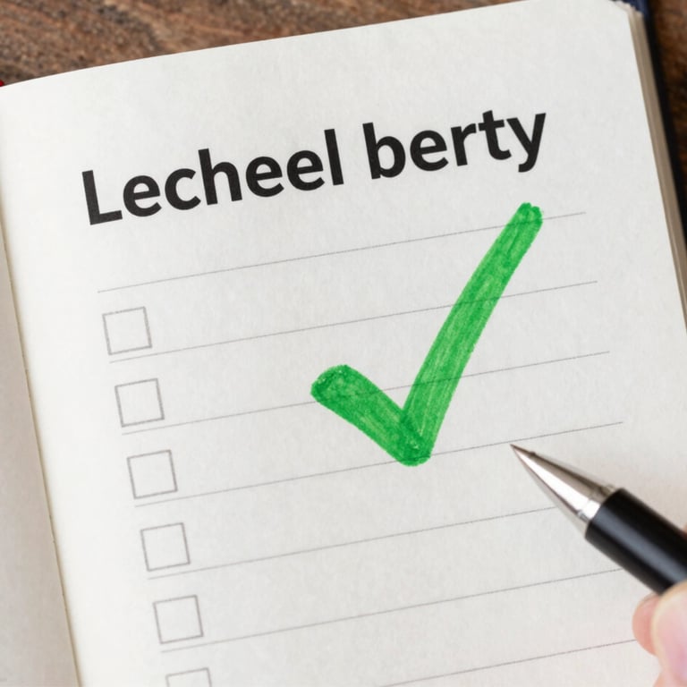 Cuaderno con casillas de verificación y una marca verde sobre la primera casilla.