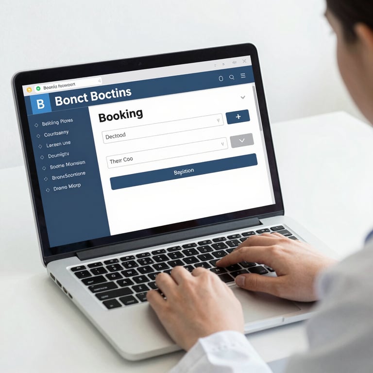 A user browsing the kurnooldoctors website on a laptop at home.