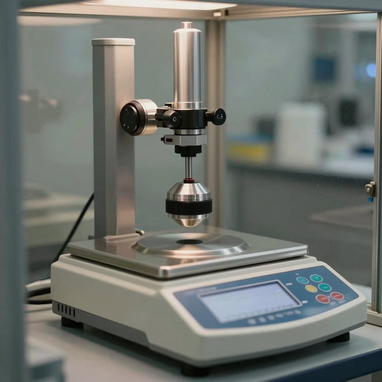 Professional analytical balance in a dust-free enclosure, highlighting precision and functionality in a scientific setting.