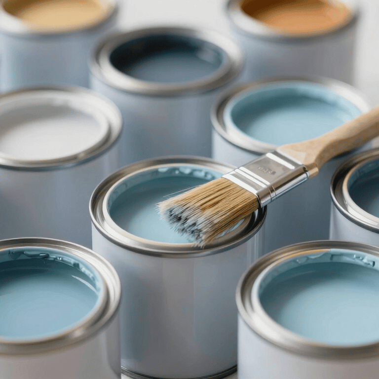 A freshly painted modern living room with light gray walls and white trim, minimalist style, natural light.