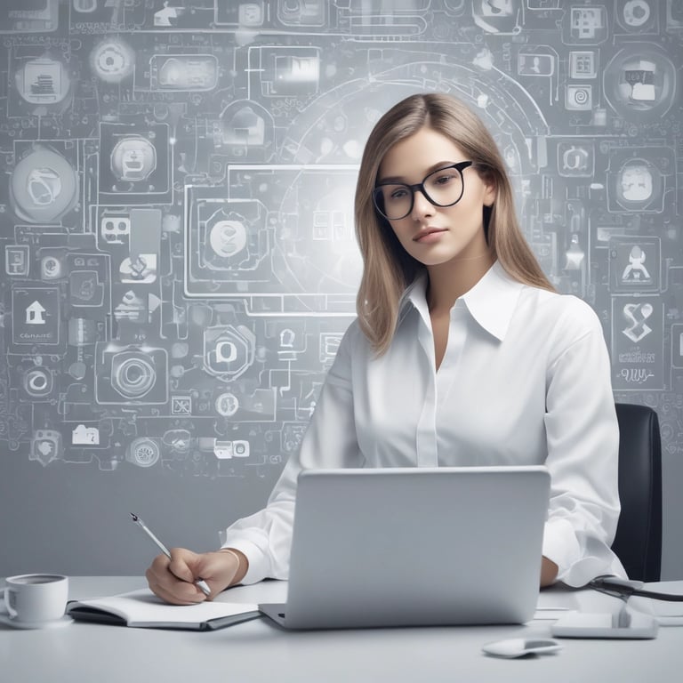 a laptop computer sitting on a desk with a laptop and a phone