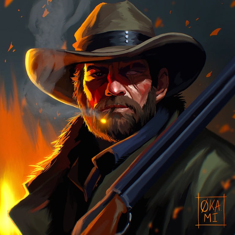 digital painting portrait illustration chasseur badass
