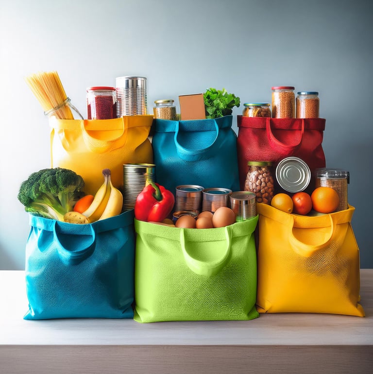 a variety of food items are displayed on a table
