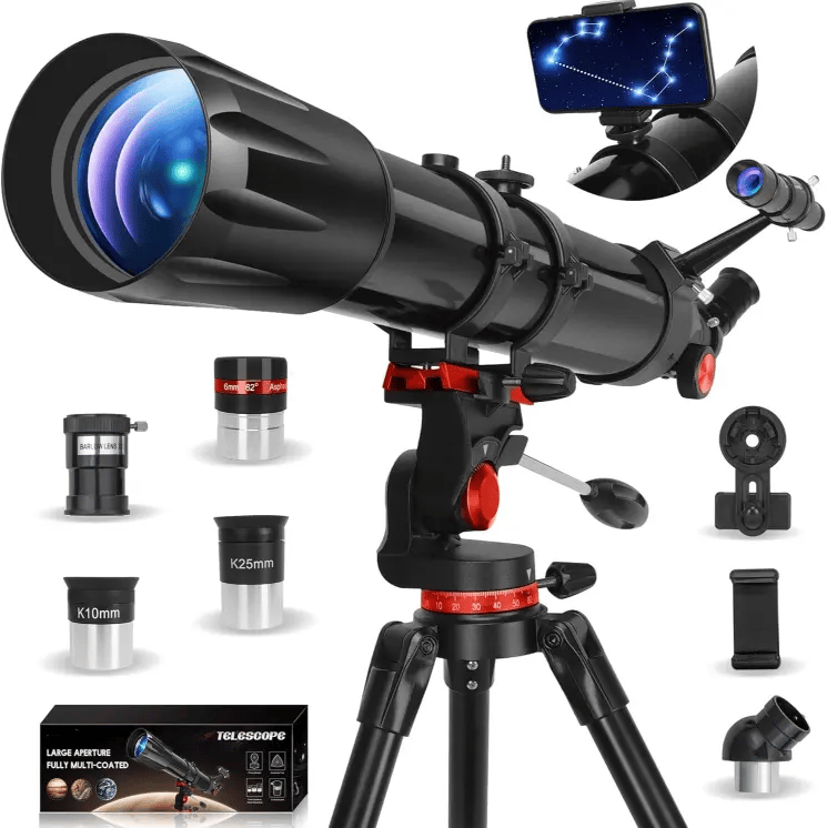 HETEKAN 90900, Telescopio Astronómico Adultos, 90 mm Apertura 900 mm