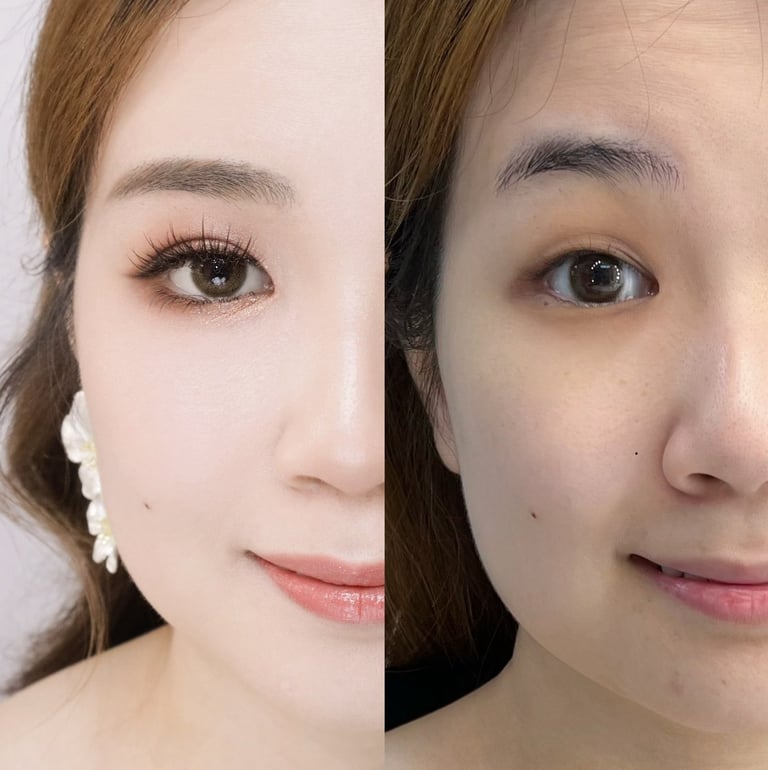 香港婚禮新娘化妝師妝前妝後對比