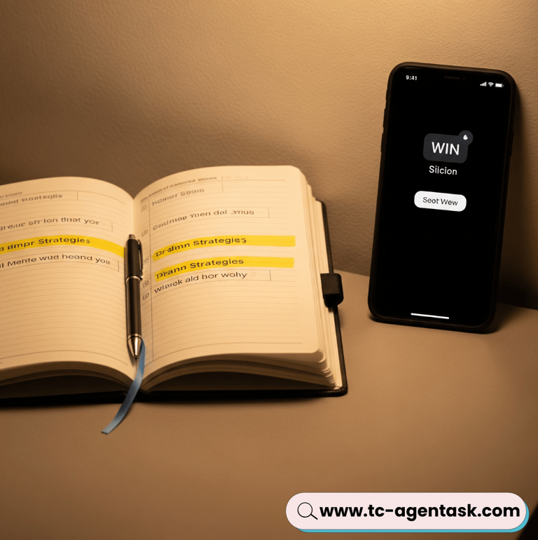 a book with a pen and a cell phone