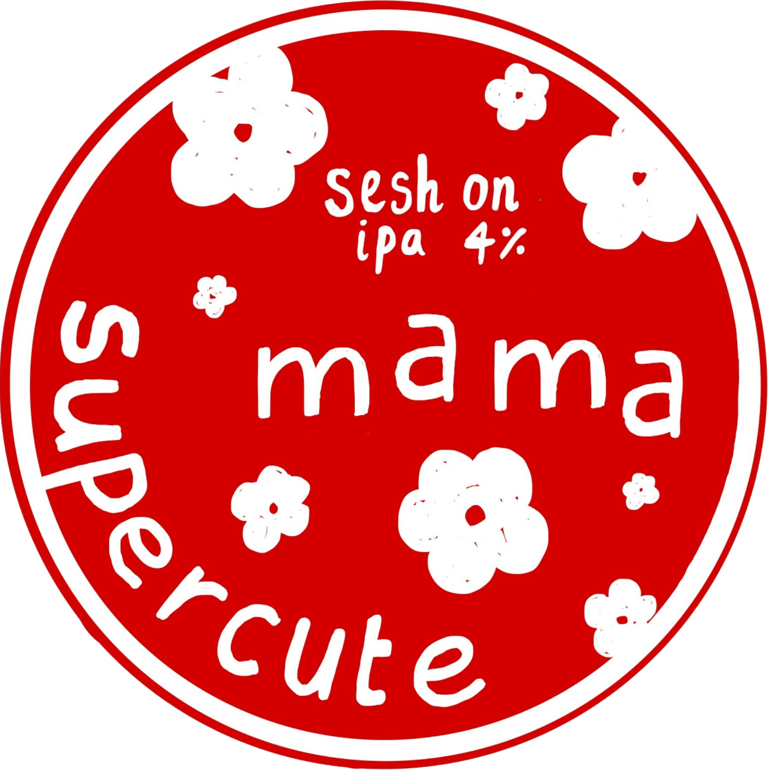 a label for IPA with the flower pattern of mama dress