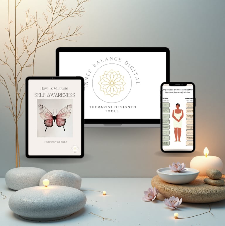 Therapist-designed digital workbooks by Inner Balance Digital.