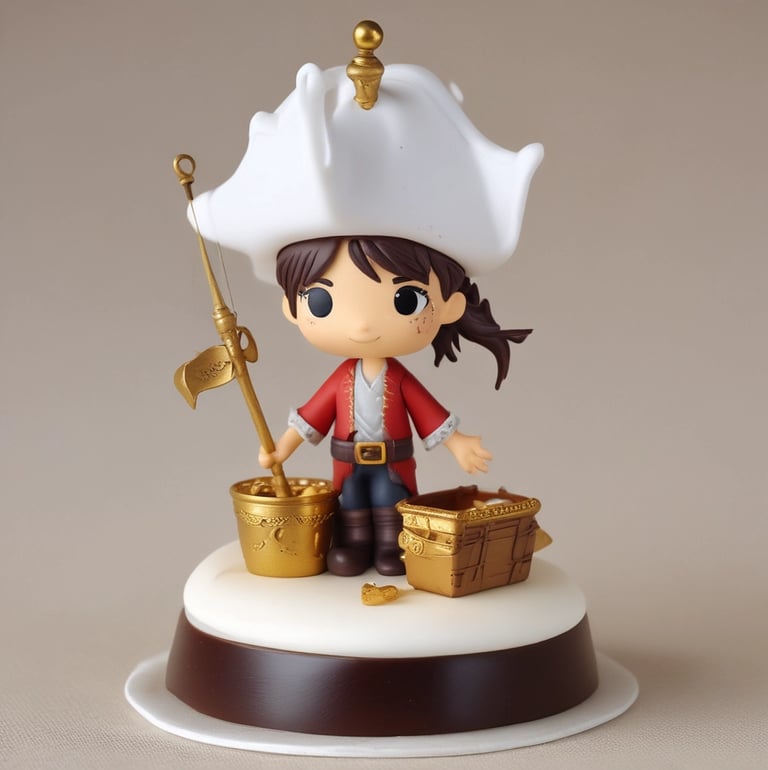 topper de torta en porcelana fria con motivo Rapunzel con su largo cabello rubio y su mascota