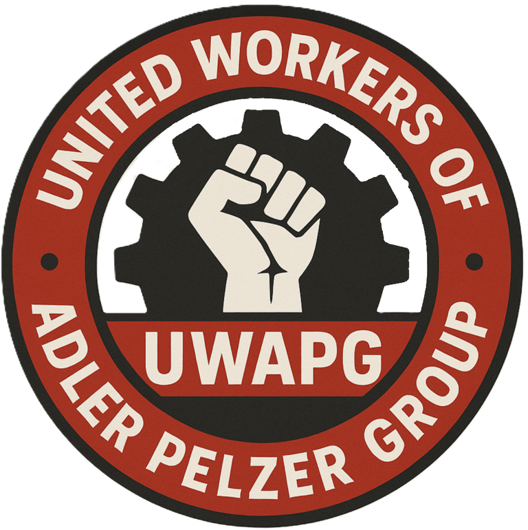 “Logo of the United Workers of Adler Pelzer Group (UWAPG), a no-dues, anti-corruption union for North American employees.”