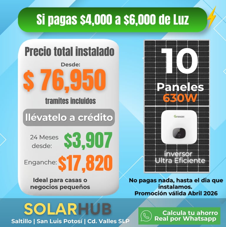 10 paneles credito contado enganche mensualidad