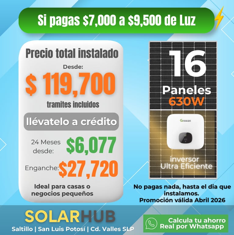 16 paneles credito contado enganche mensualidad 12 meses