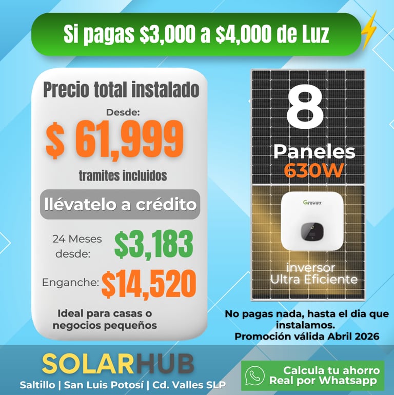 8 paneles céedito y contado enganche mensualidad