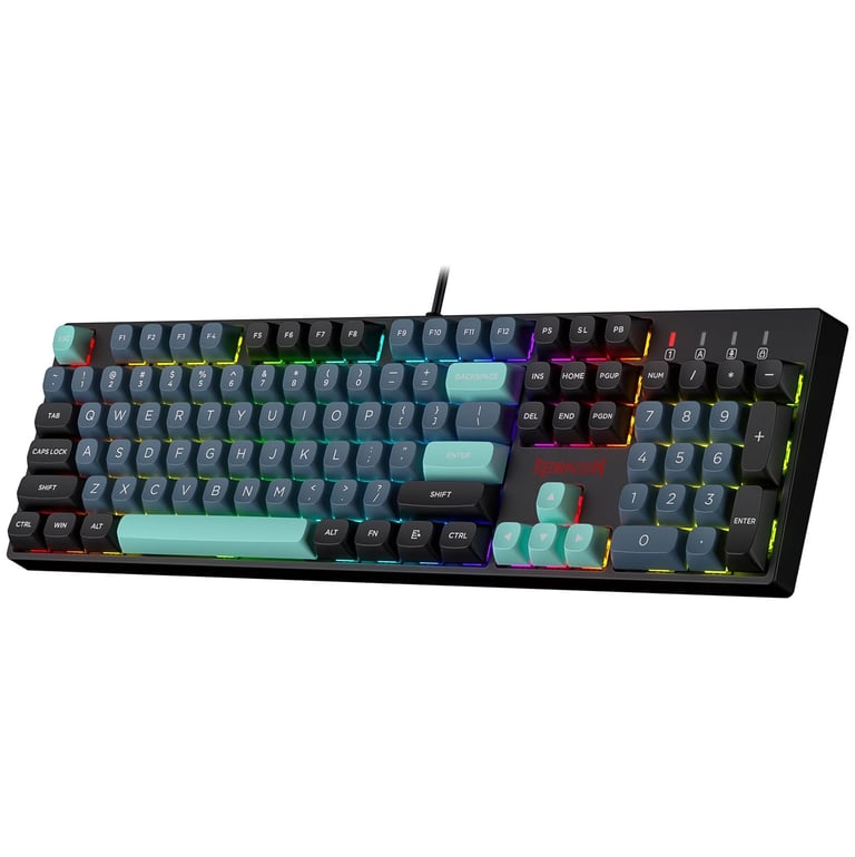 Redragon Teclado para jogos RGB com fio K582 SE, teclado mecânico de 104 teclas com soquete de troca