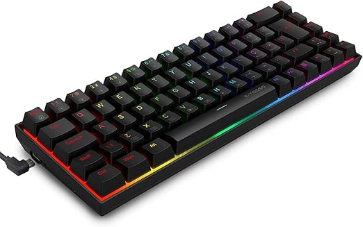 Teclado Gamer Mecânico, RGB, Switch Vermelho Hot-Swap, Anti-Ghosting, USB-C com Fio