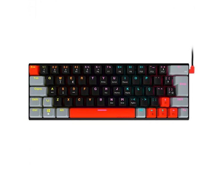 TECLADO GAMER MECÂNICO PCYES KUROMORI 60% - SWITCH BLUE - LED RAINBOW - PTKM60BL