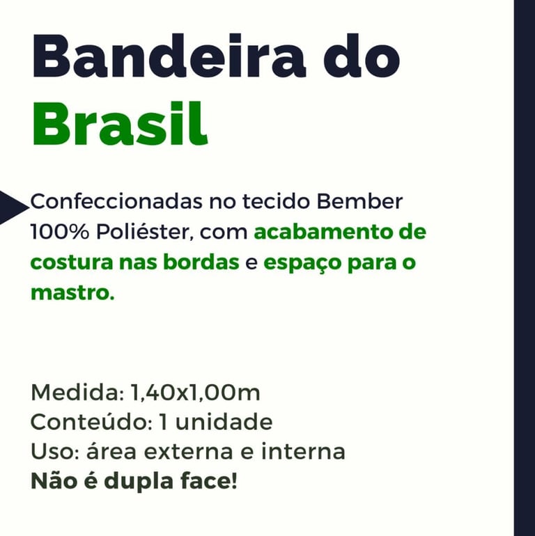Bandeira do Brasil 150cm x 95cm Com Espaço para Haste Copa do Mundo