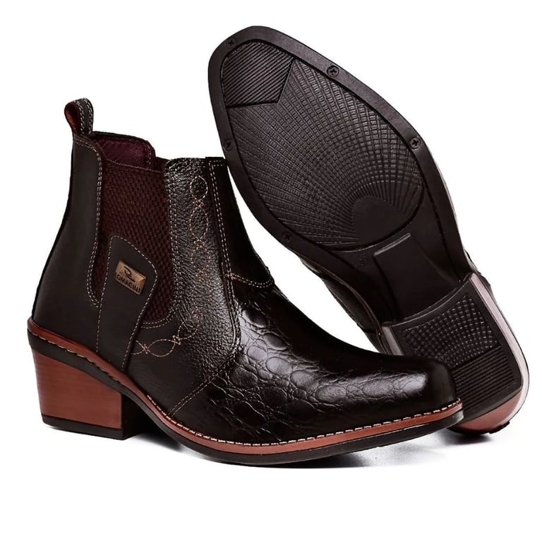 Bota Botina Masculina Texas Country Confortável Couro Legitimo