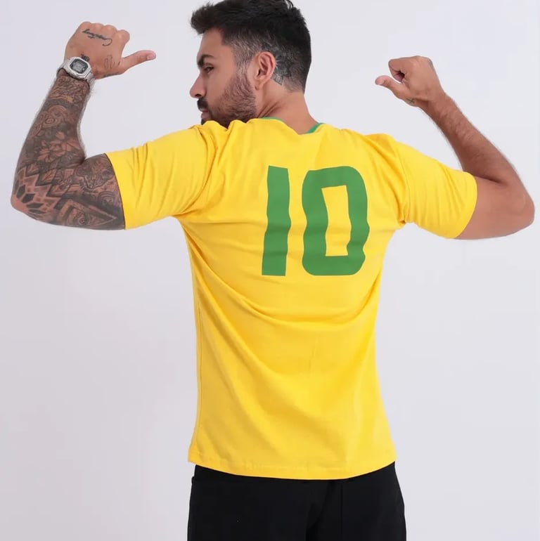 Camiseta Do Brasil Masculina Camisa Copa 2026 Amarela Verde