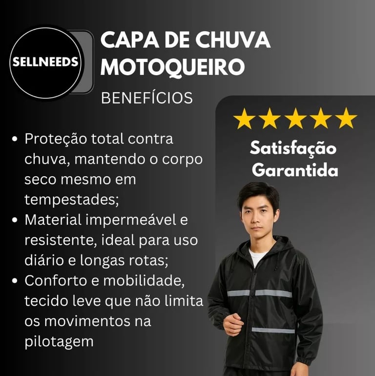 Capa De Chuva Moto Motoqueiro Impermeável Reforçada