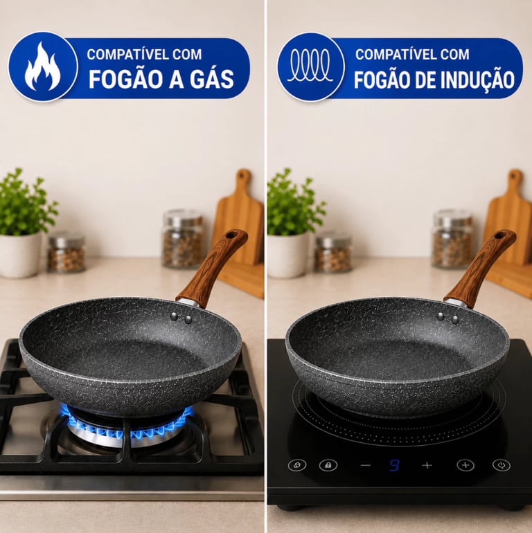 Frigideira Antiaderente Cerâmica Fundo Triplo Cabo Silicone 