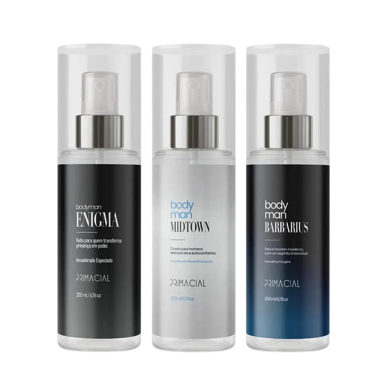 Kit Body Splash Masculino Barbarius Enigma Midtown 200ml