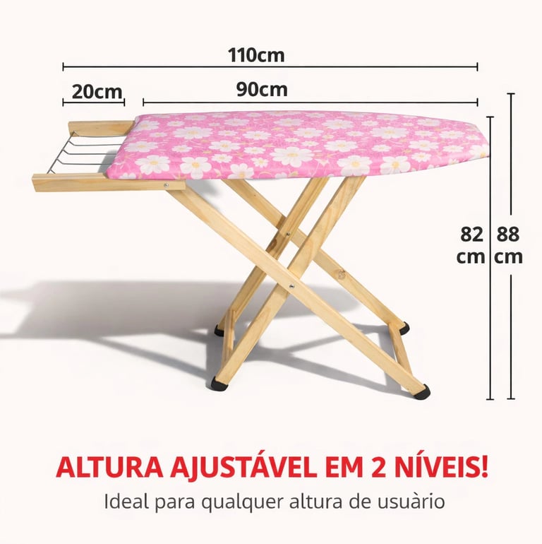 Tábua de Passar Roupas com 2 Regulagens de Altura Tecidos