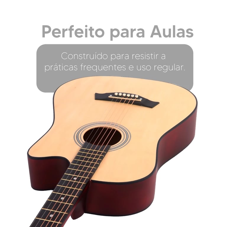 Violão Acústico Clássico para Iniciantes Destros 6 Cordas de Aço - Estudo e Lazer