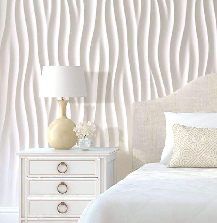 3d Sand waves wall in the bedroom