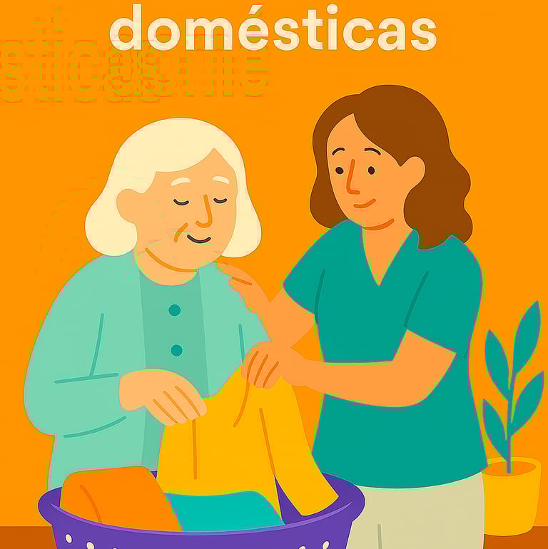 Persona ayudando a colocar ropa