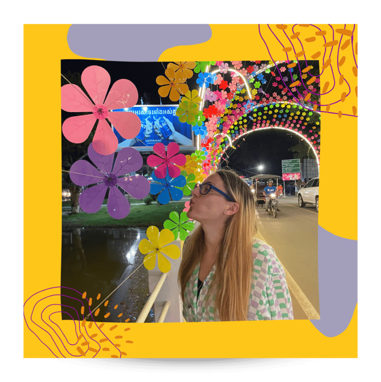 Martina with flower pinwheels.